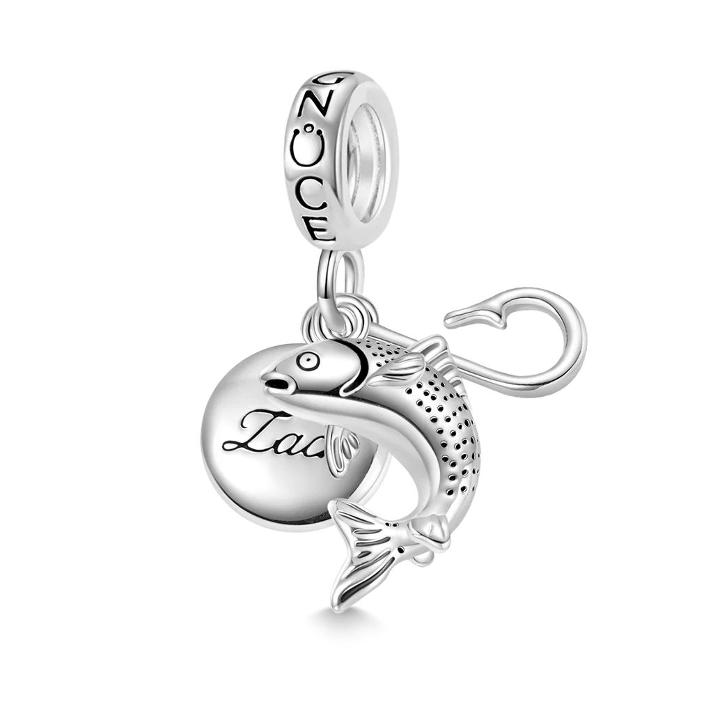 Gnoce Engravable Fish Hooks & Fish Charm Platinum-plated Silver Blend