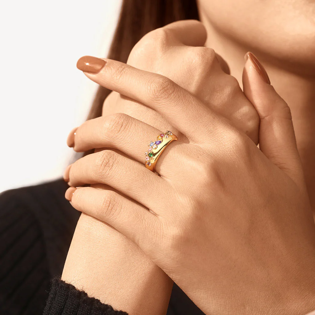 Gnoce Fancy Color Mixed Shape Ring Platinum-plated Silver Blend - Image 5