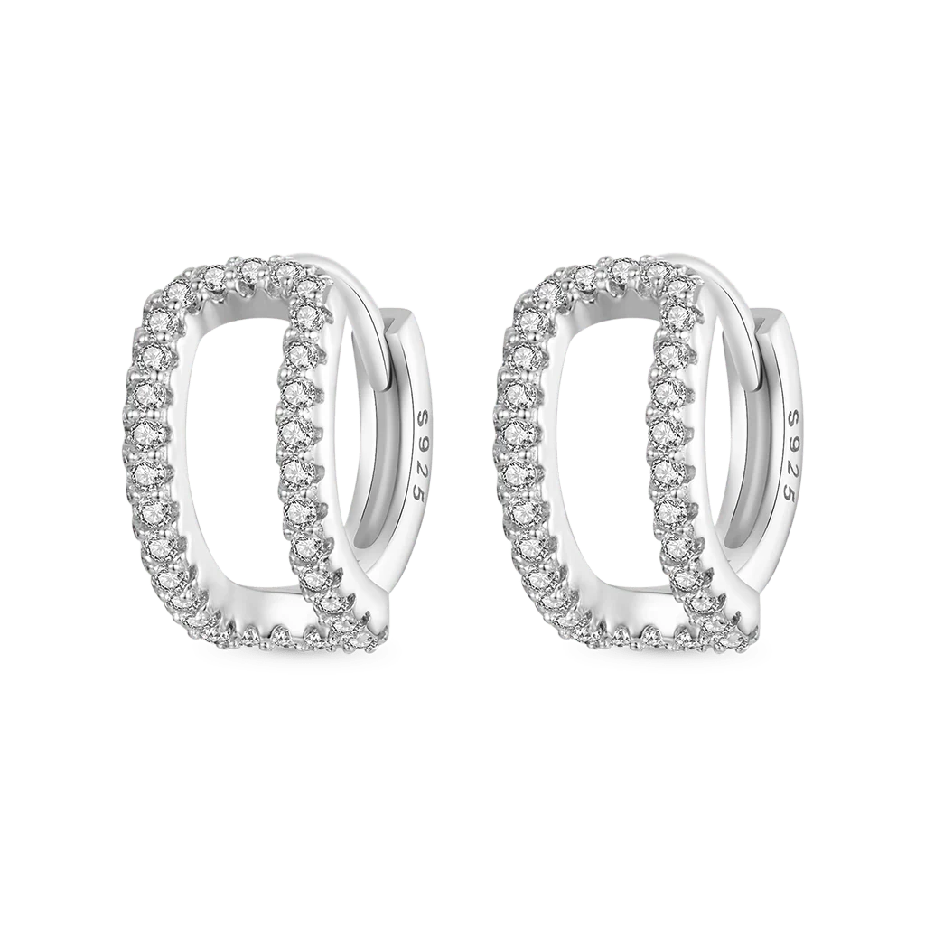 Gnoce Fine Glitter Double Layer Hoop Earrings