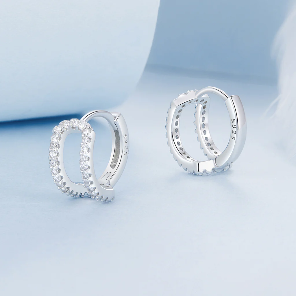 Gnoce Fine Glitter Double Layer Hoop Earrings - Image 2