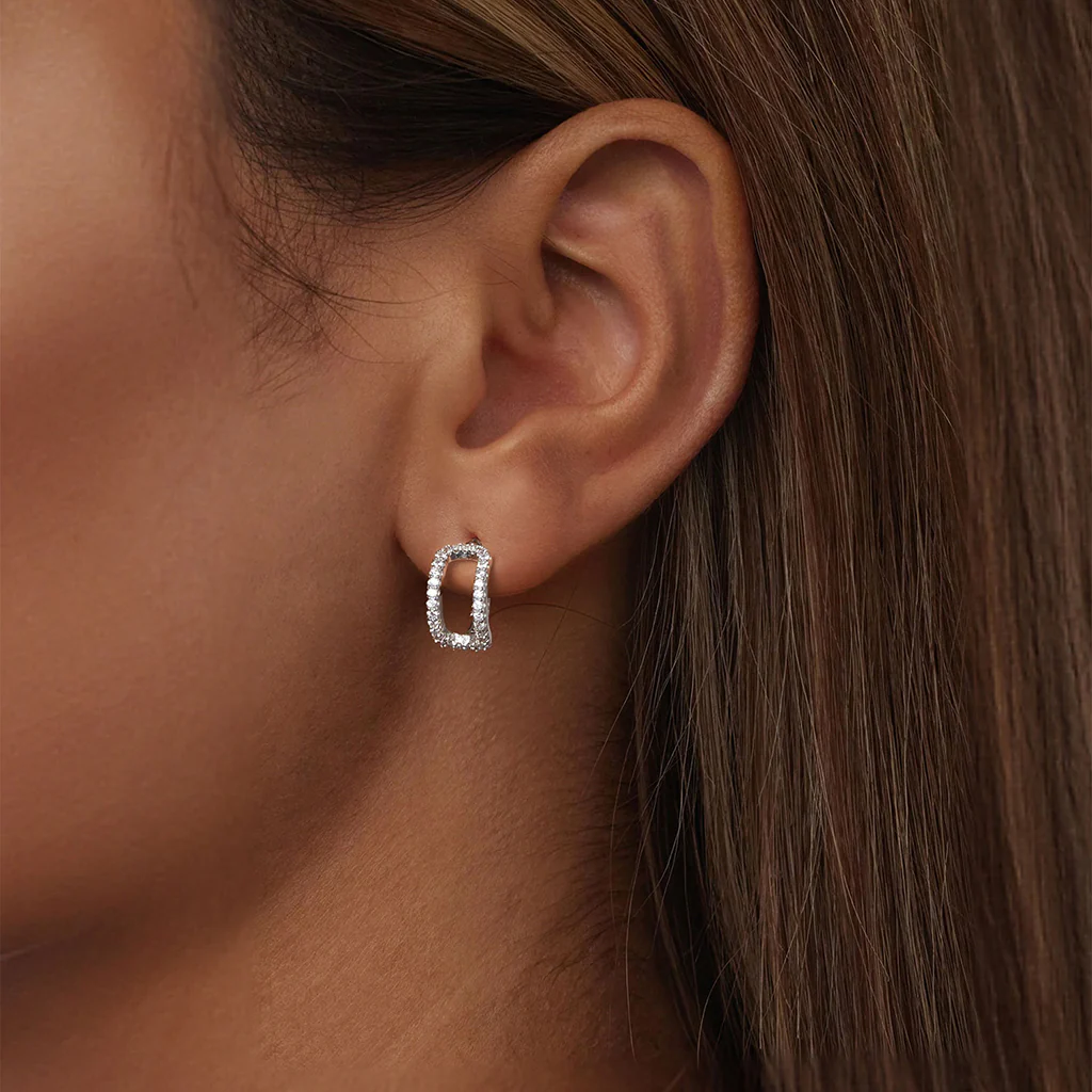 Gnoce Fine Glitter Double Layer Hoop Earrings - Image 4