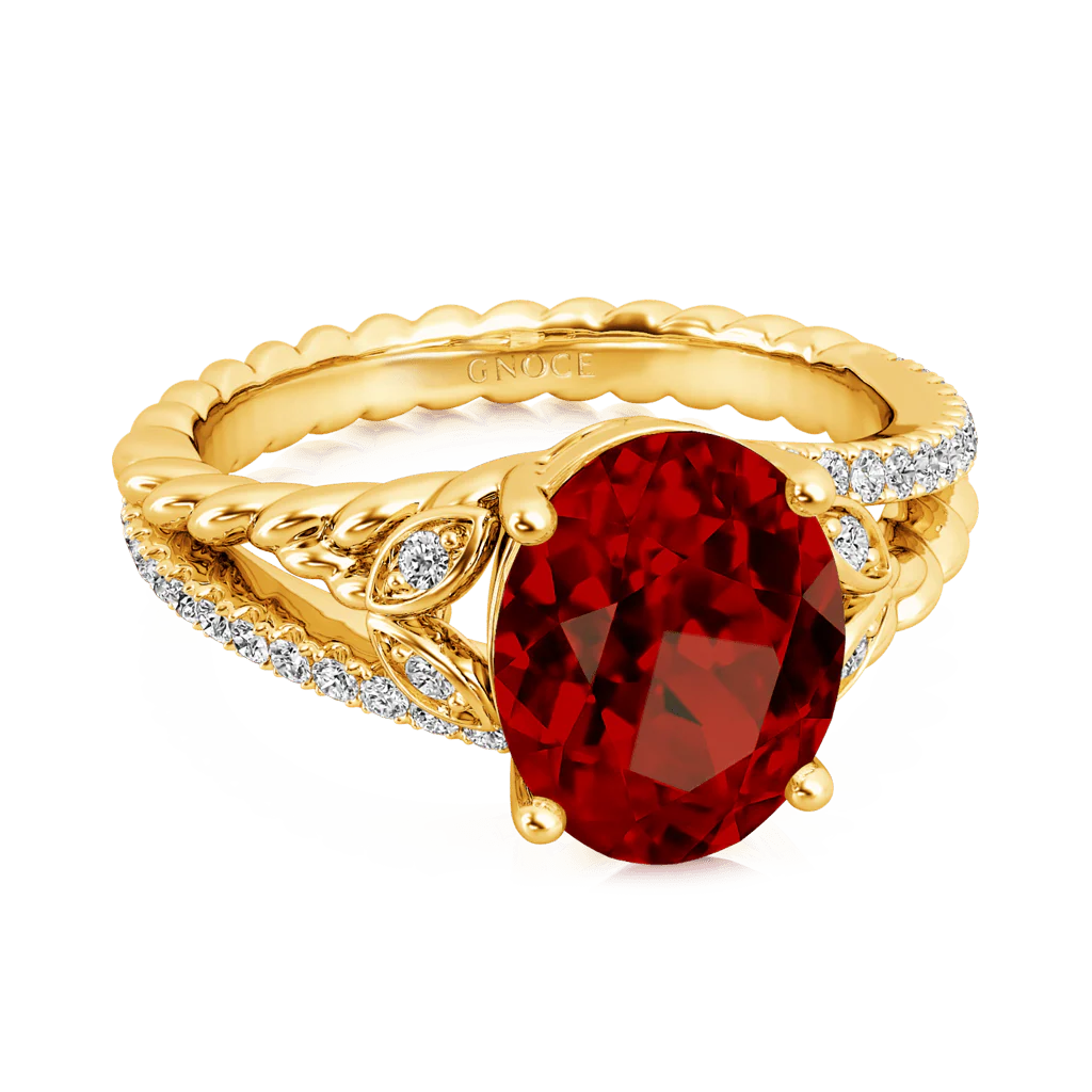 Gnoce Garnet Oval-cut Vintage Split Shank Engagement Ring - Image 3