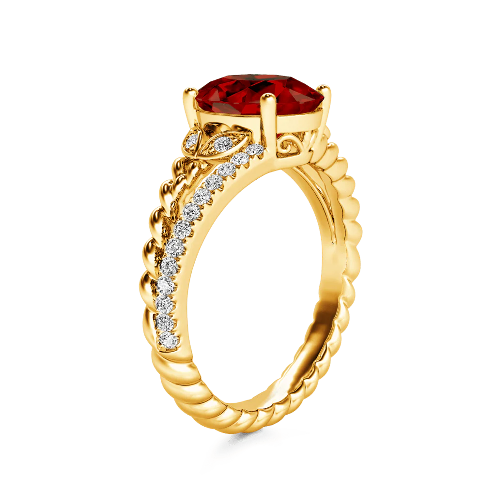 Gnoce Garnet Oval-cut Vintage Split Shank Engagement Ring - Image 4