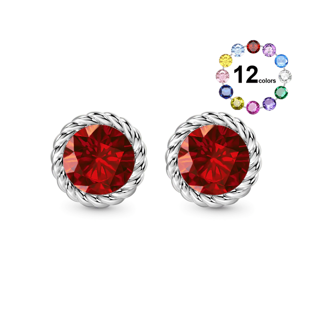 Gnoce Gemstone Twisted Rope Birthstone Studs Earrings