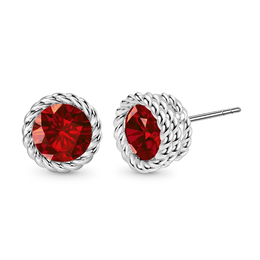 Gnoce Gemstone Twisted Rope Birthstone Studs Earrings - Image 2