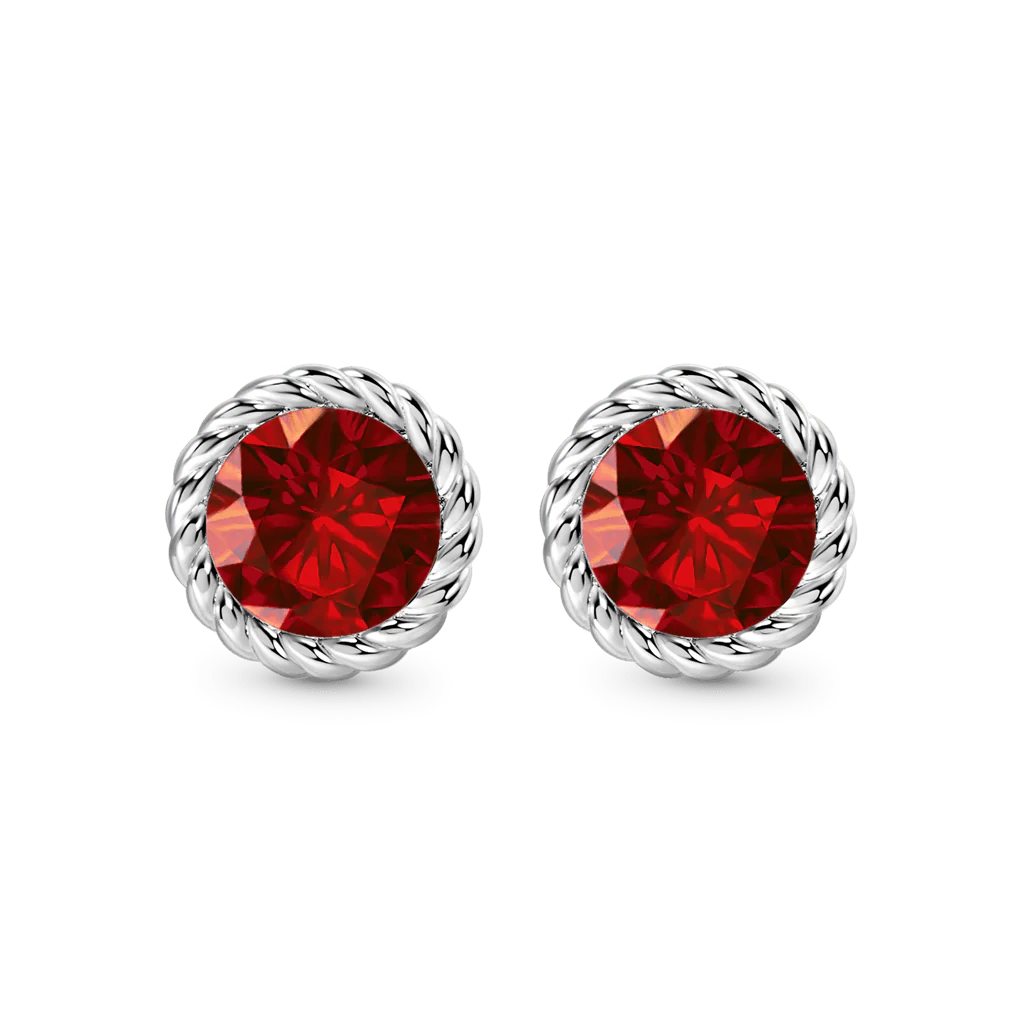 Gnoce Gemstone Twisted Rope Birthstone Studs Earrings - Image 3