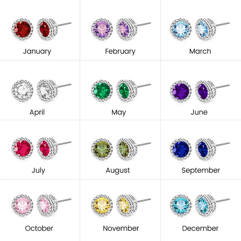 Gnoce Gemstone Twisted Rope Birthstone Studs Earrings - Image 4