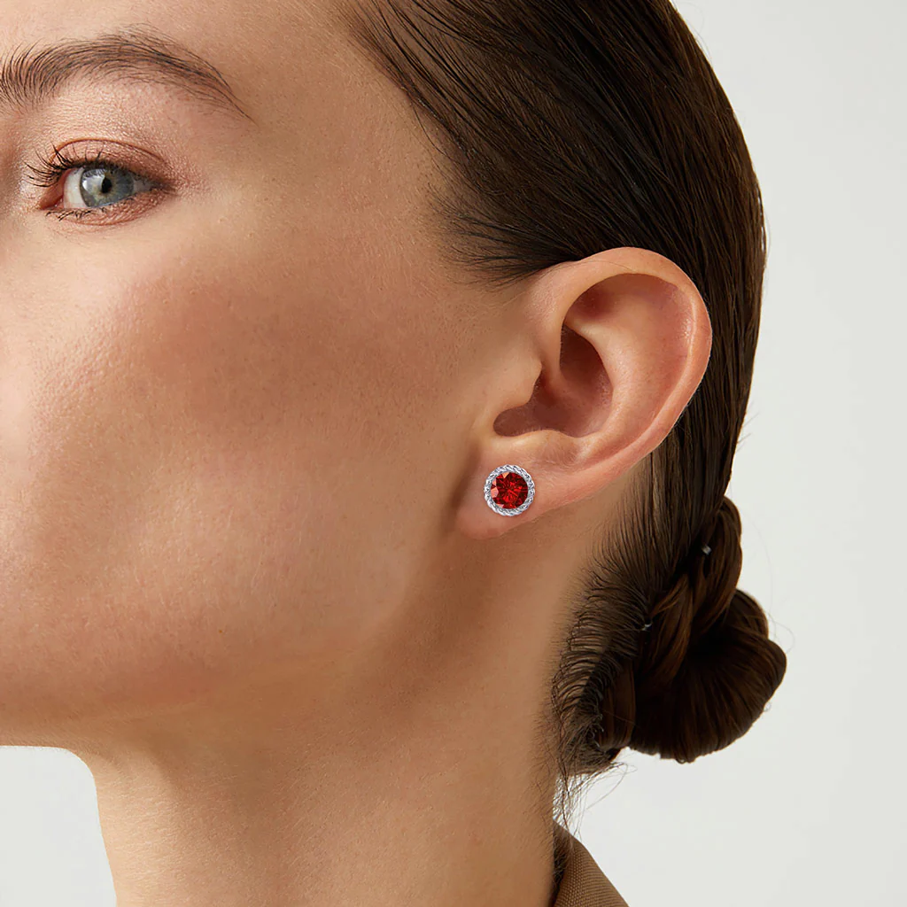 Gnoce Gemstone Twisted Rope Birthstone Studs Earrings - Image 6