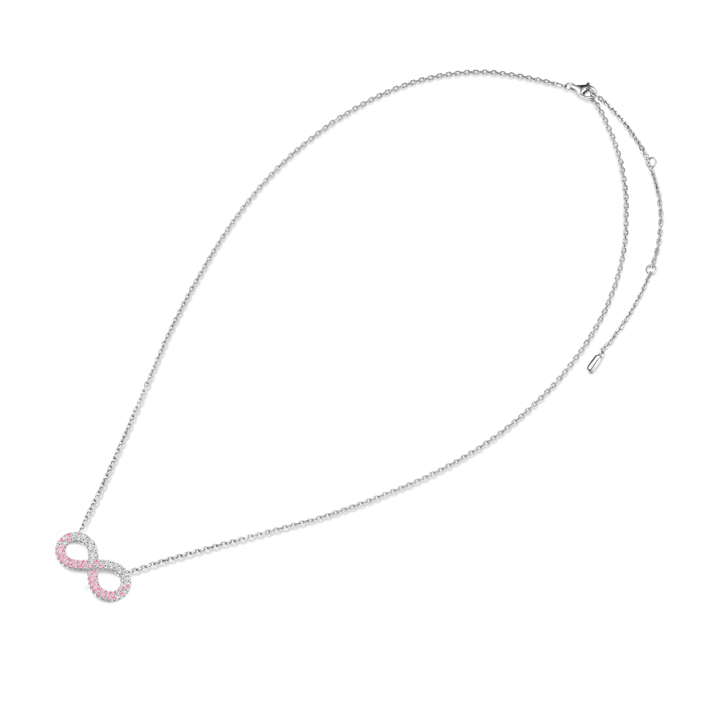 Gnoce Gradient Infinite Pavé Necklace Platinum-plated Silver Blend - Image 4