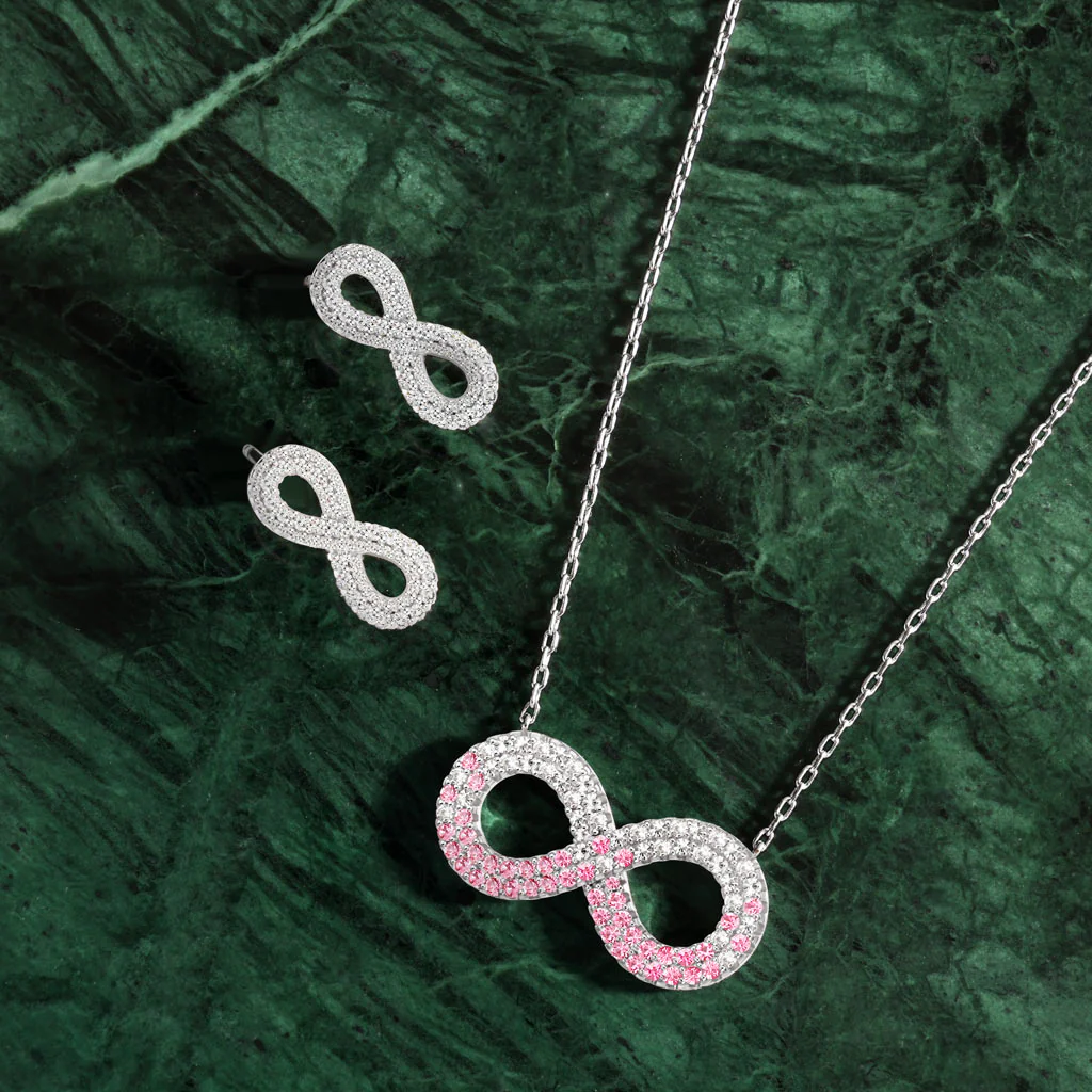 Gnoce Gradient Infinite Pavé Necklace Platinum-plated Silver Blend - Image 5