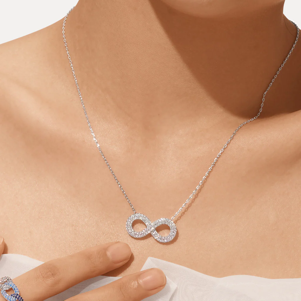 Gnoce Gradient Infinite Pavé Necklace Platinum-plated Silver Blend - Image 7