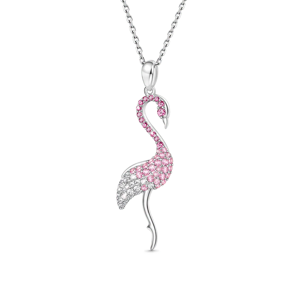 Gnoce Gradient Flamingo Pave Necklace Platinum-plated Silver Blend