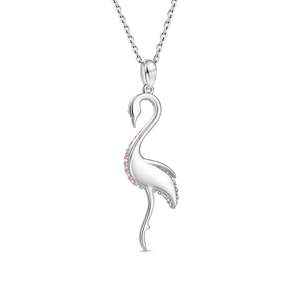 Gnoce Gradient Flamingo Pave Necklace Platinum-plated Silver Blend - Image 2