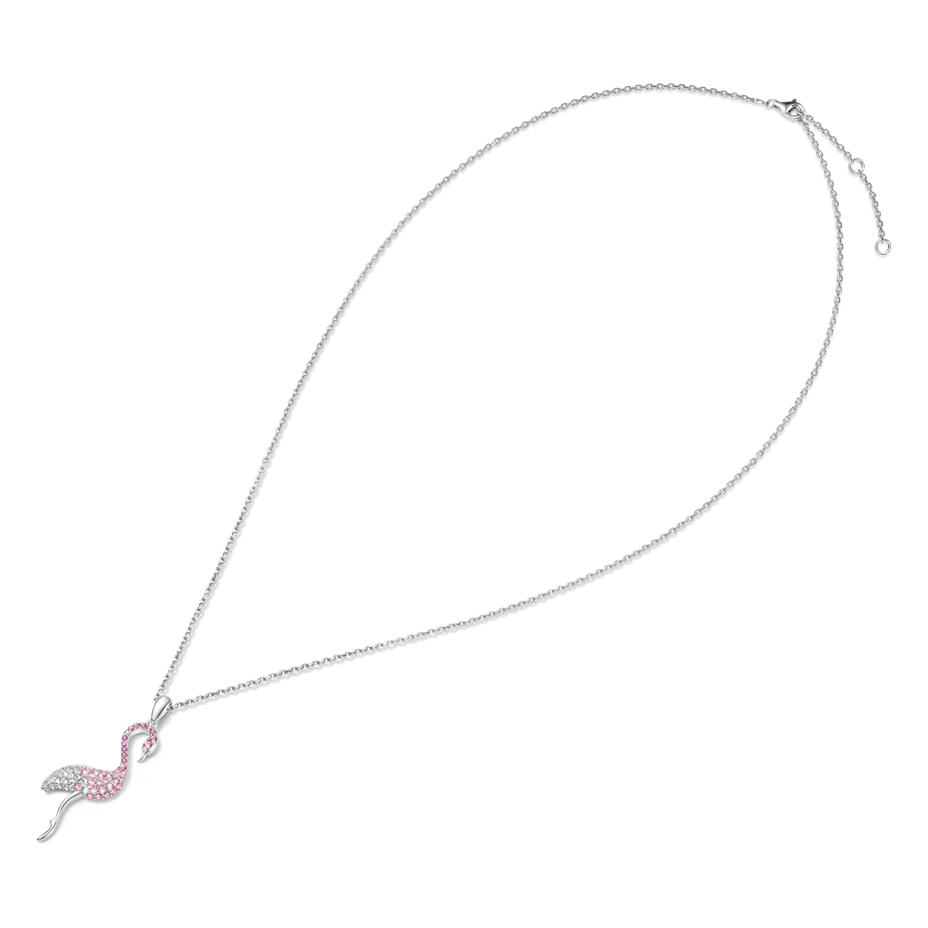 Gnoce Gradient Flamingo Pave Necklace Platinum-plated Silver Blend - Image 3
