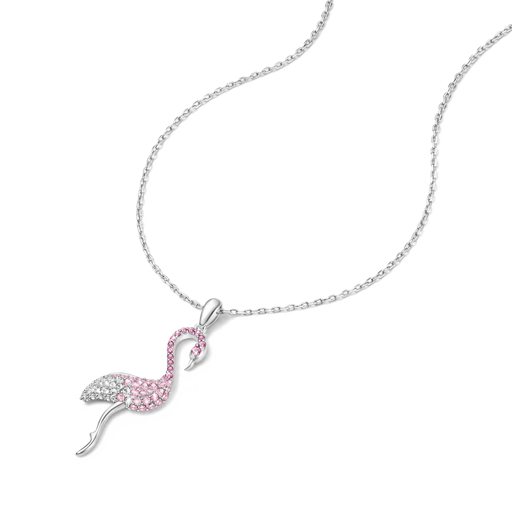 Gnoce Gradient Flamingo Pave Necklace Platinum-plated Silver Blend - Image 4