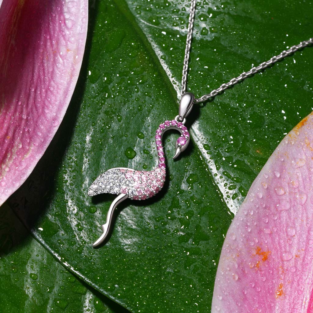 Gnoce Gradient Flamingo Pave Necklace Platinum-plated Silver Blend - Image 5