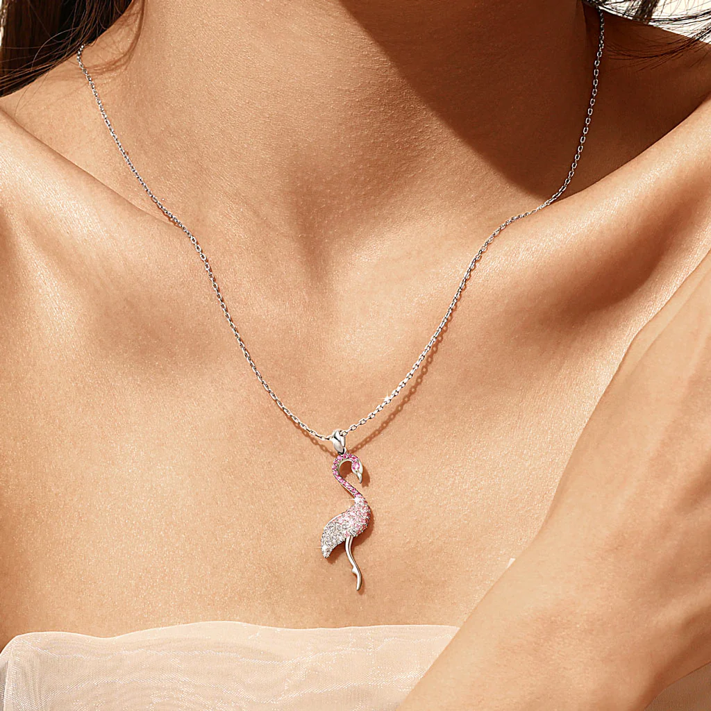 Gnoce Gradient Flamingo Pave Necklace Platinum-plated Silver Blend - Image 7