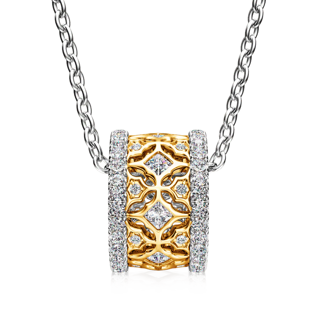 Gnoce Halo Ruby Deluxe Drum Necklace Platinum-plated Silver Blend - Image 2