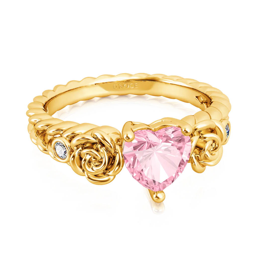 Gnoce Heart Rose Flower Engagement Ring - Image 4