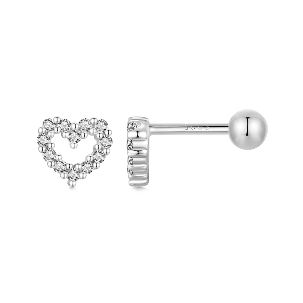 Gnoce Heart Threaded Ball Stud Earrings