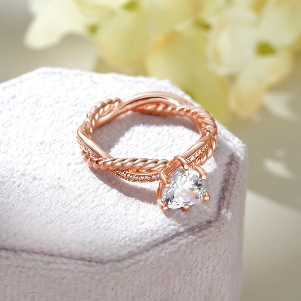 Gnoce Heart Twist Infinity Ring Platinum-plated Silver Blend - Image 5