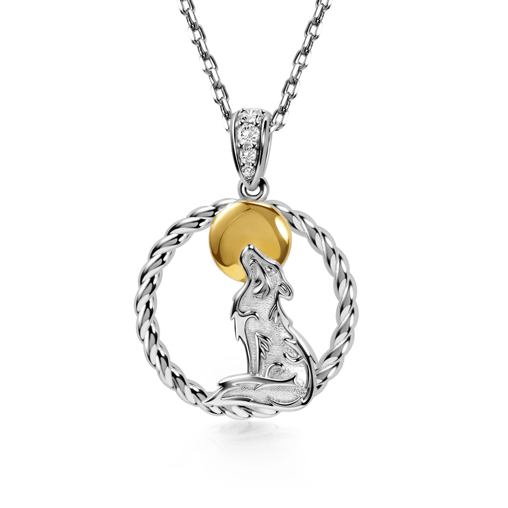 Gnoce Howling Wolf Twisted Rope Necklace Platinum-plated Silver Blend