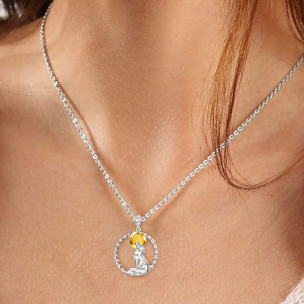 Gnoce Howling Wolf Twisted Rope Necklace Platinum-plated Silver Blend - Image 4