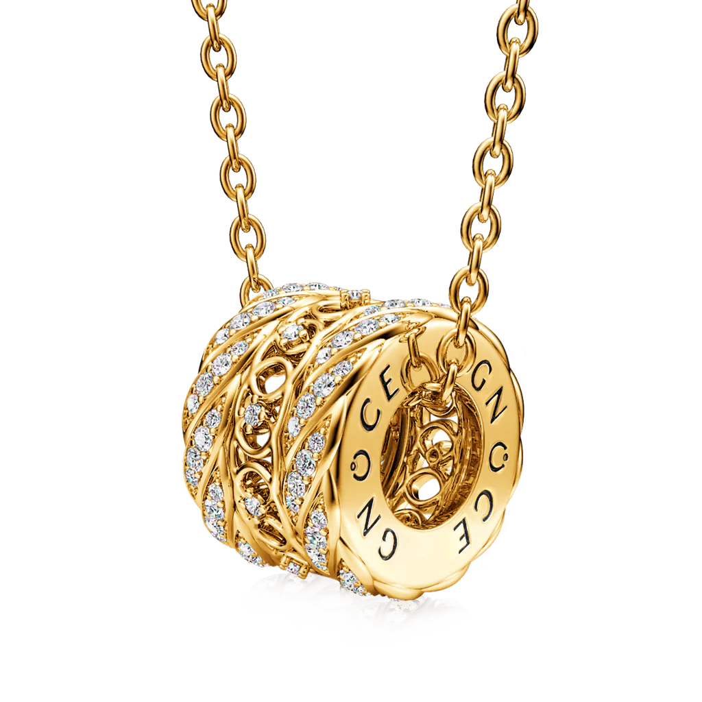 Gnoce Interlocking Love Drum Necklace Platinum-plated Silver Blend