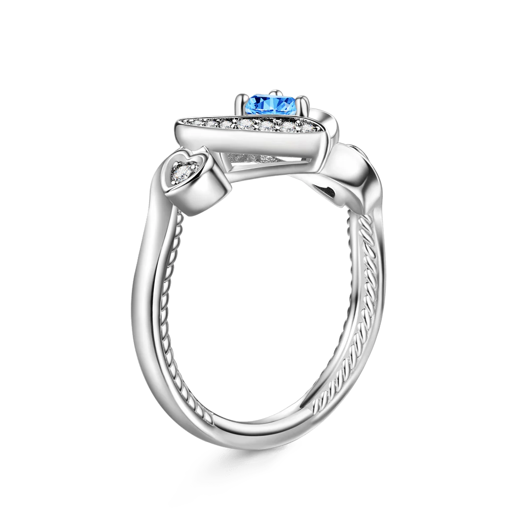 Gnoce Love Heart Round Cut Birthstone Ring - Image 3