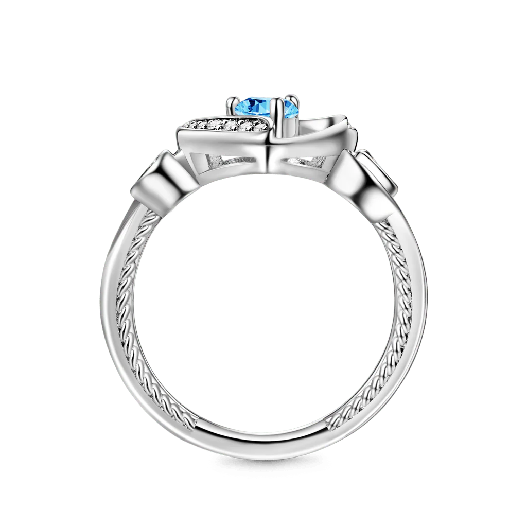 Gnoce Love Heart Round Cut Birthstone Ring - Image 4