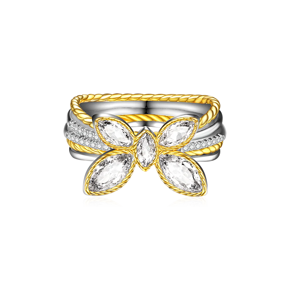 Gnoce Marquise Butterfly Two-tone Fashion Ring