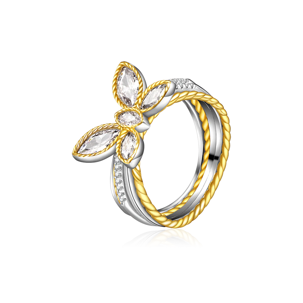 Gnoce Marquise Butterfly Two-tone Fashion Ring - Image 2