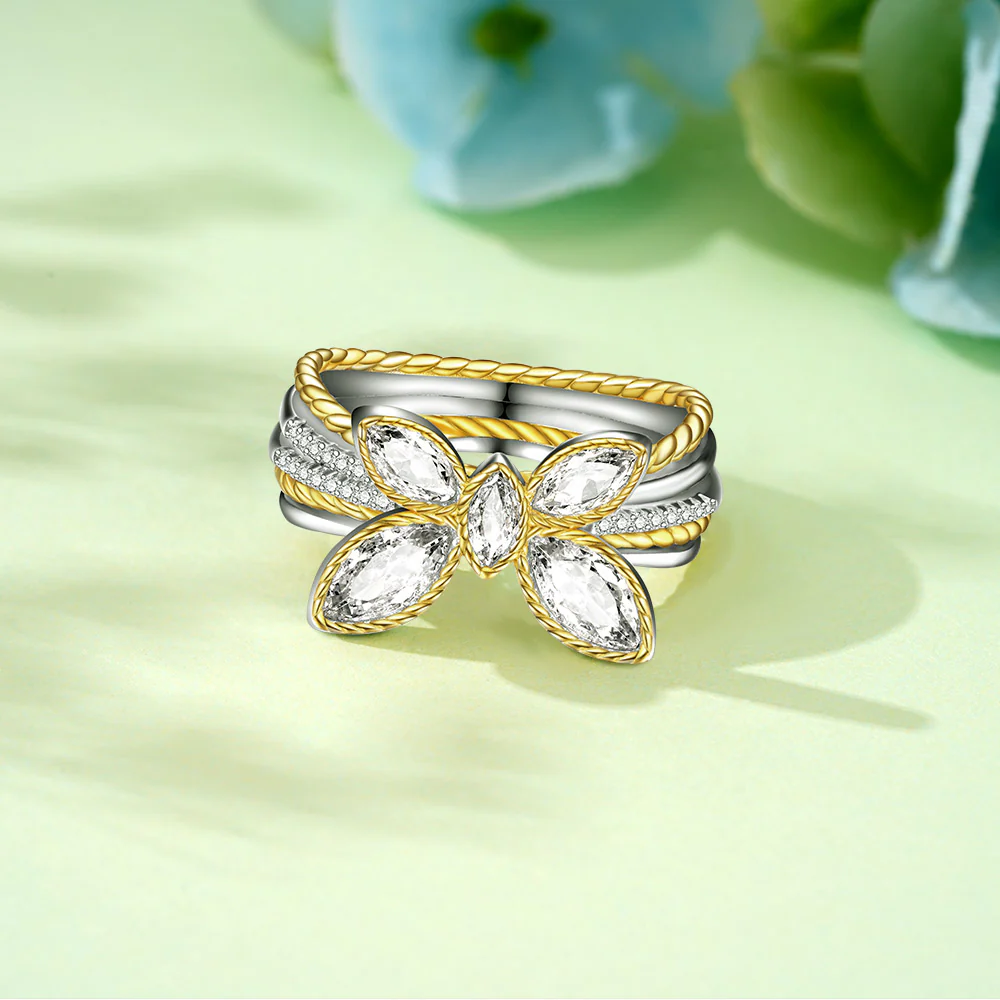Gnoce Marquise Butterfly Two-tone Fashion Ring - Image 4