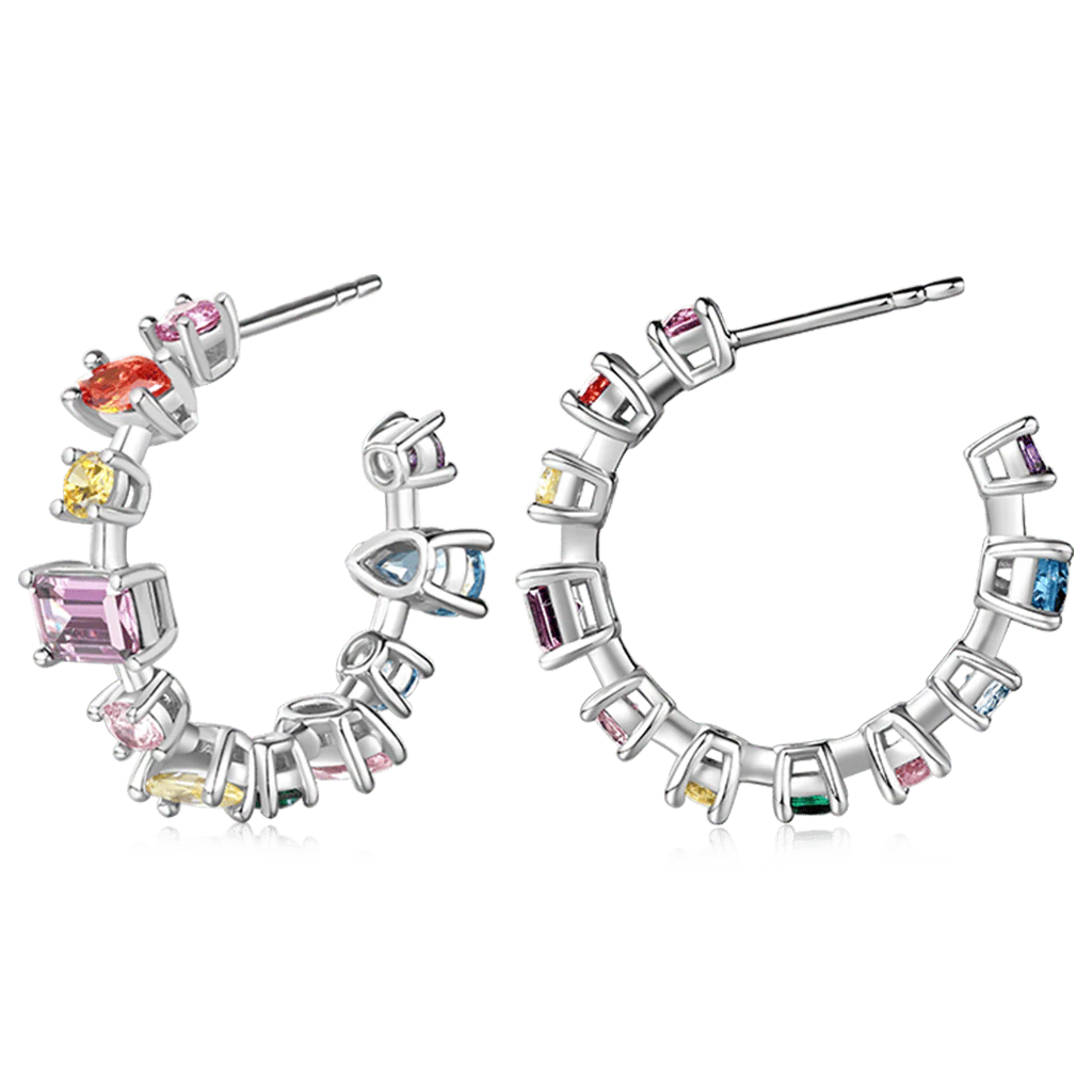 Gnoce Mixed Cuts & Multicolored Earrings Platinum-plated Silver Blend - Image 3