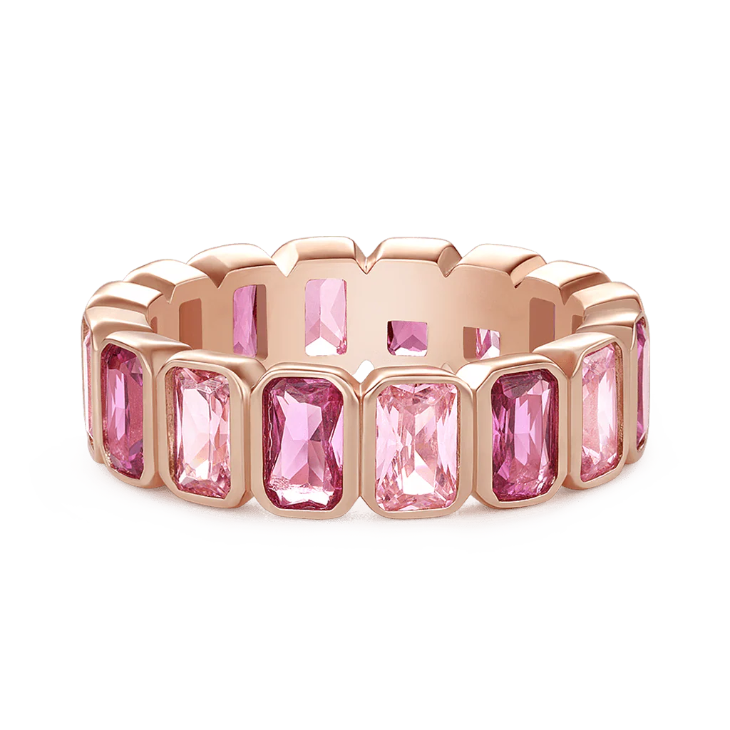Gnoce Morganite Baguette Cut Bezel Ring Platinum-plated Silver Blend - Image 2