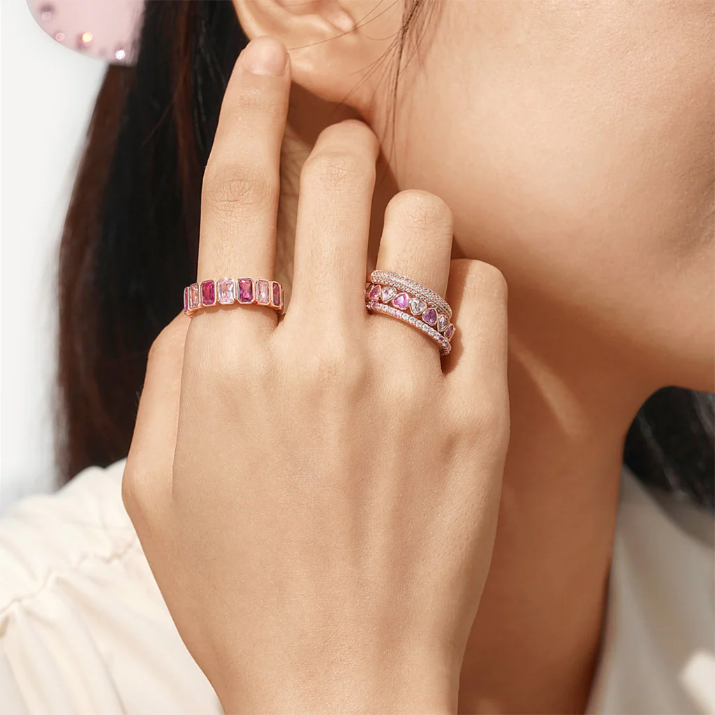 Gnoce Morganite Baguette Cut Bezel Ring Platinum-plated Silver Blend - Image 5
