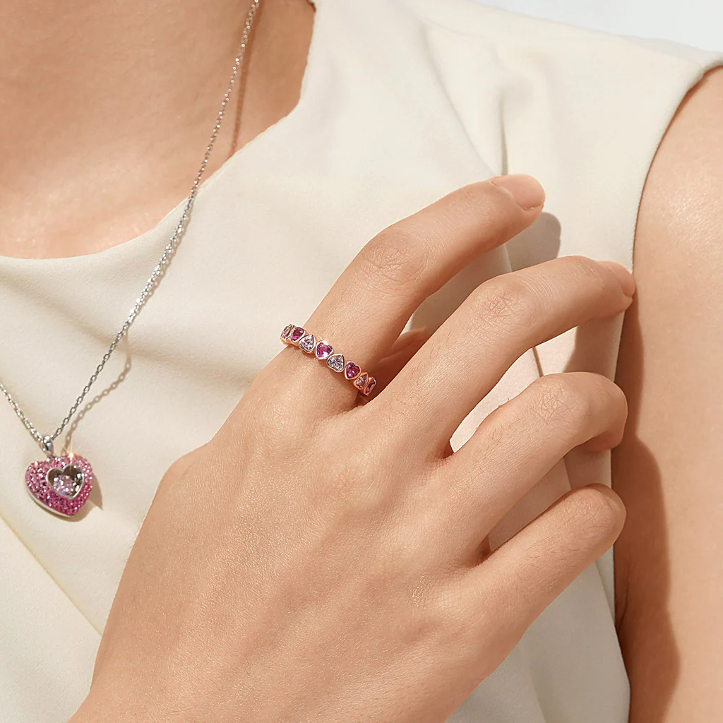 Gnoce Morganite Heart Bezel Ring Platinum-plated Silver Blend - Image 5