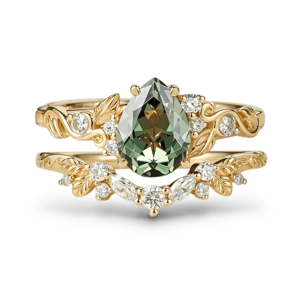 Nature's Embrace Pear-cut Leaf Ring