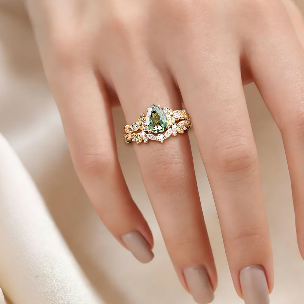 Nature's Embrace Pear-cut Leaf Ring - Image 2