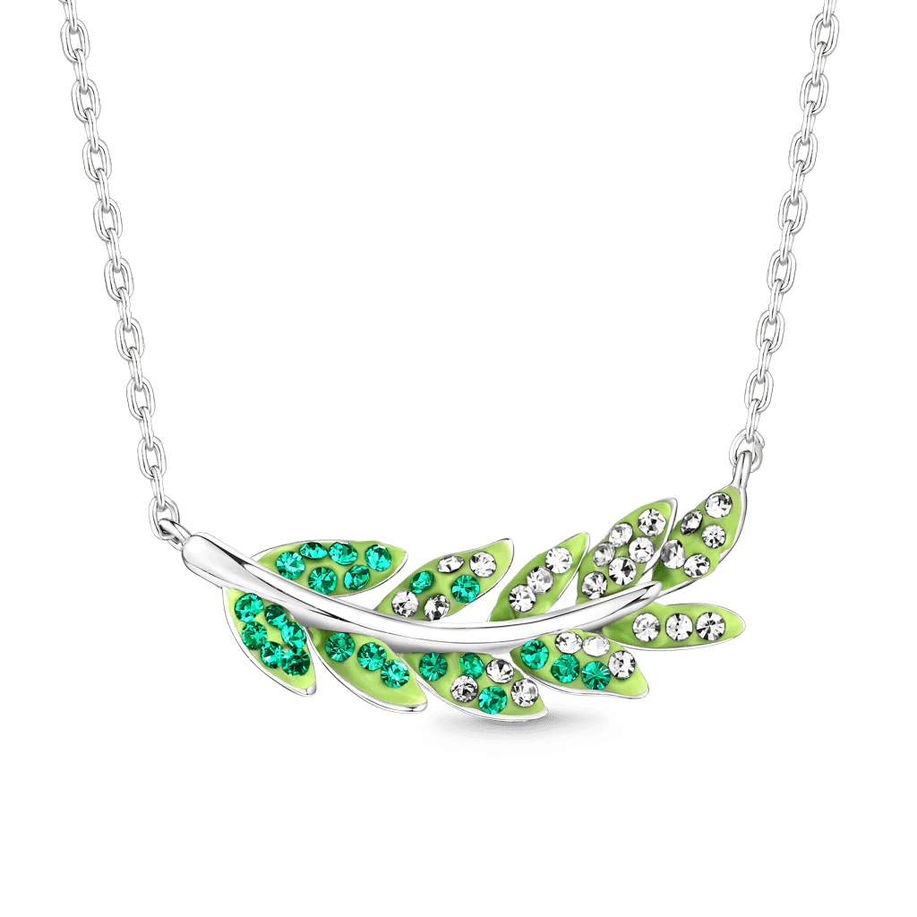 Gnoce Olive Leaf Necklace Platinum-plated Silver Blend