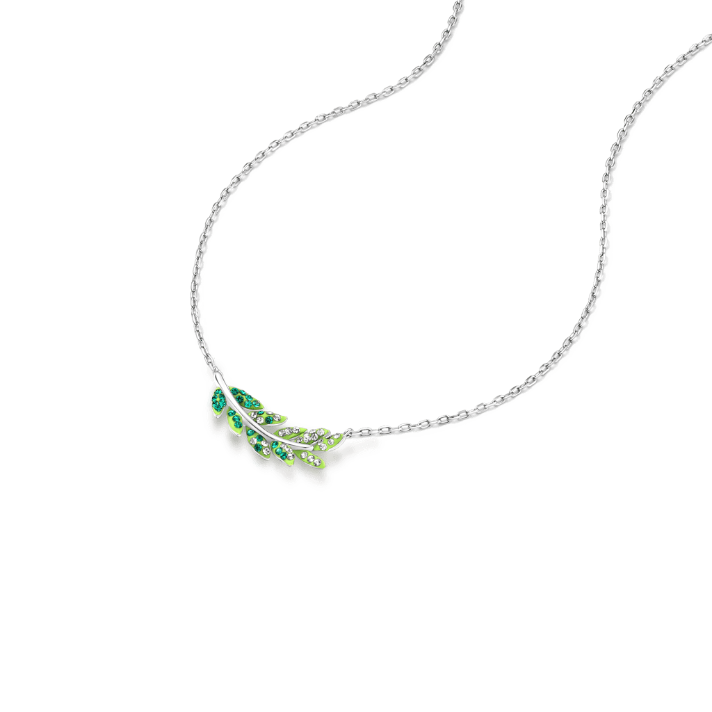 Gnoce Olive Leaf Necklace Platinum-plated Silver Blend - Image 3