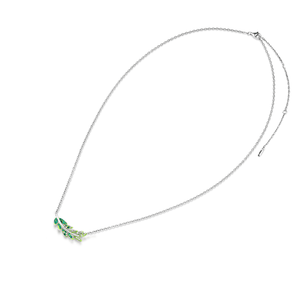 Gnoce Olive Leaf Necklace Platinum-plated Silver Blend - Image 4