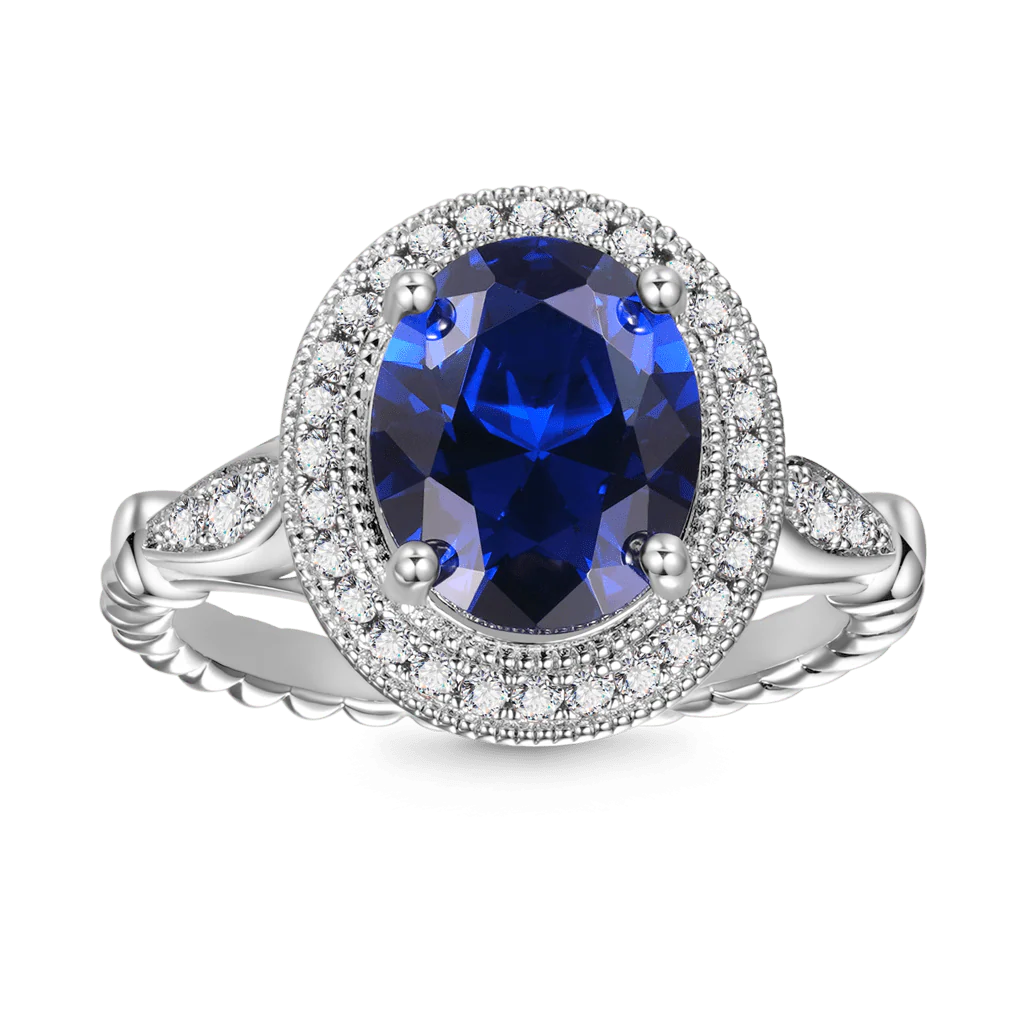 Gnoce Oval Cathedral Halo Twist Ring Platinum-plated Silver Blend