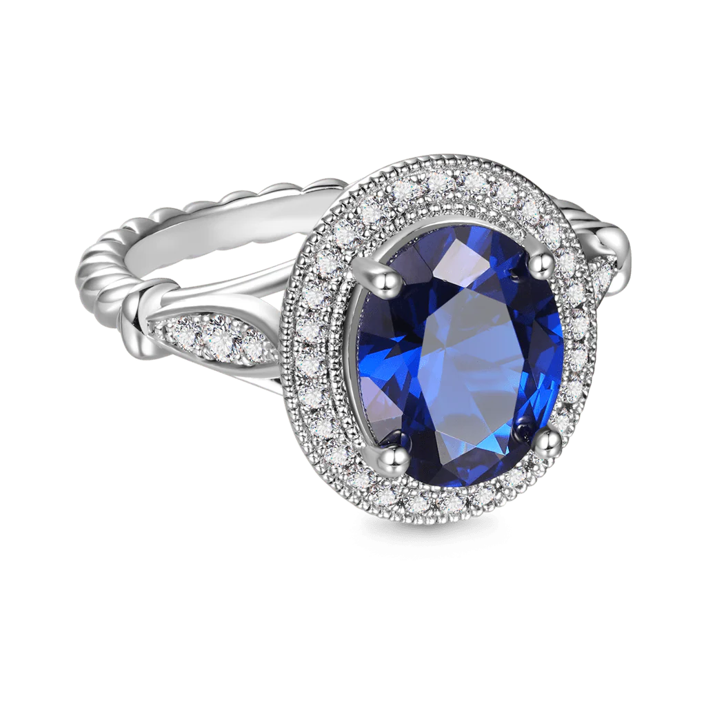Gnoce Oval Cathedral Halo Twist Ring Platinum-plated Silver Blend - Image 3
