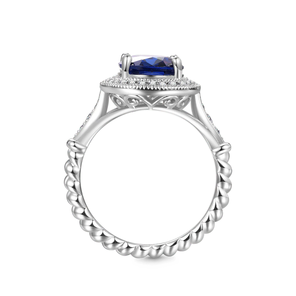 Gnoce Oval Cathedral Halo Twist Ring Platinum-plated Silver Blend - Image 4