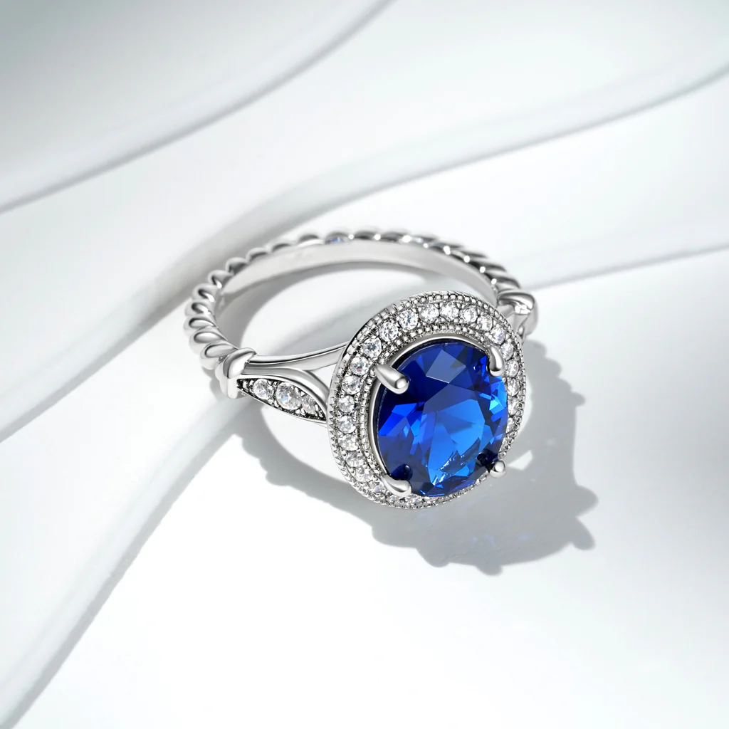 Gnoce Oval Cathedral Halo Twist Ring Platinum-plated Silver Blend - Image 5