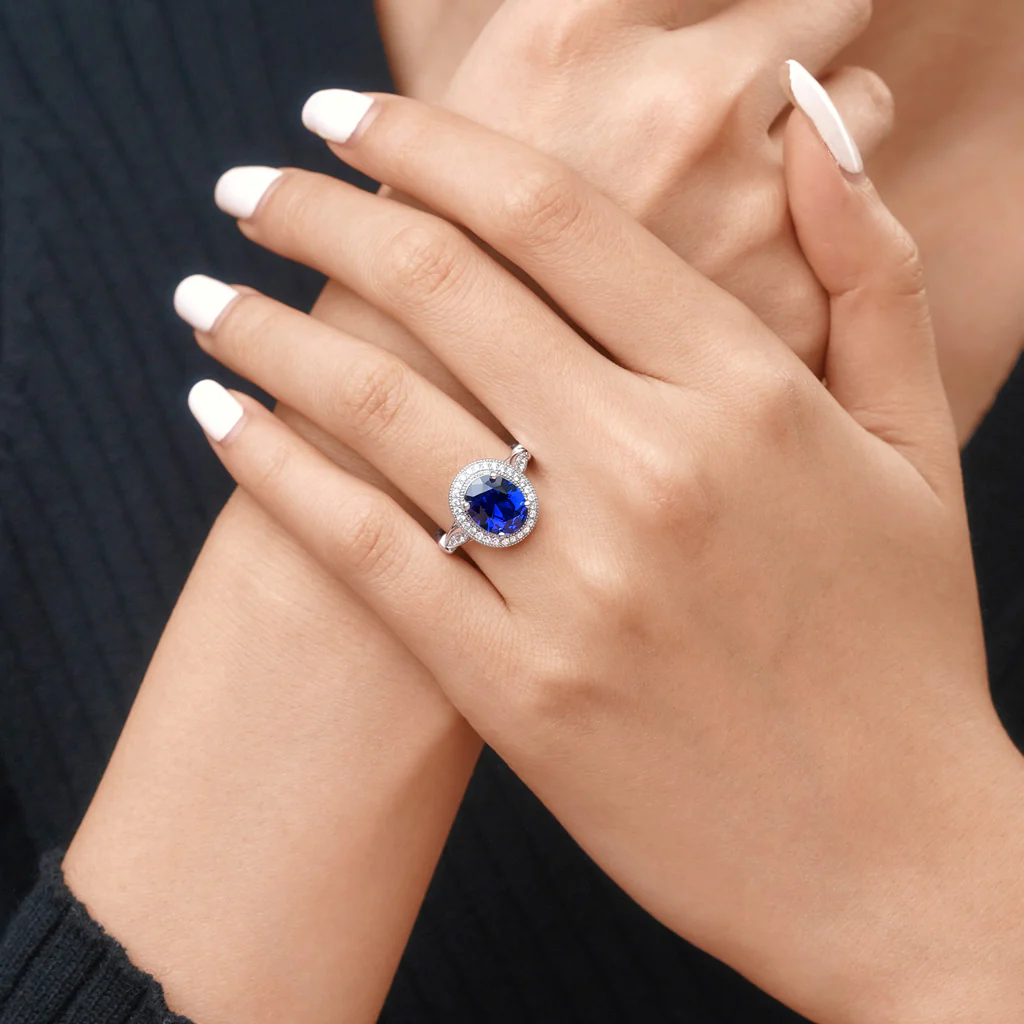Gnoce Oval Cathedral Halo Twist Ring Platinum-plated Silver Blend - Image 6