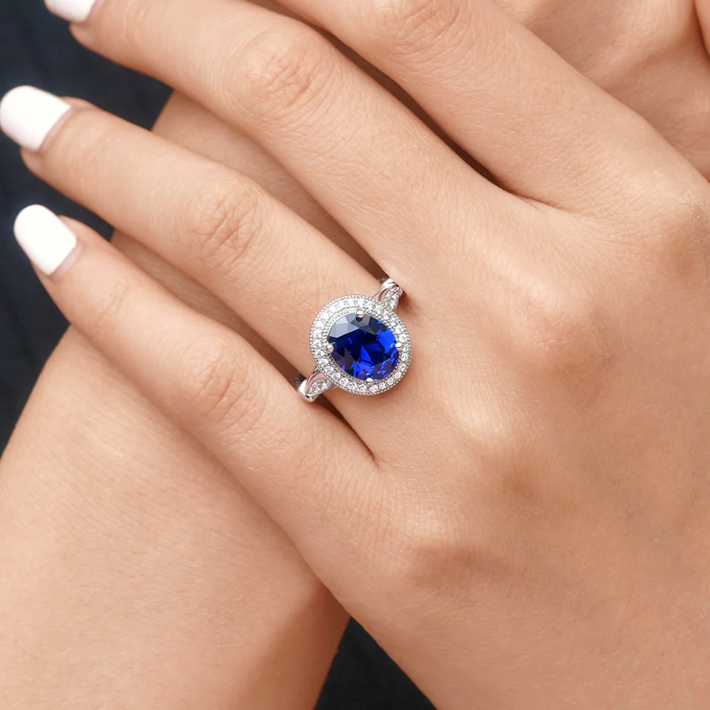 Gnoce Oval Cathedral Halo Twist Ring Platinum-plated Silver Blend - Image 7