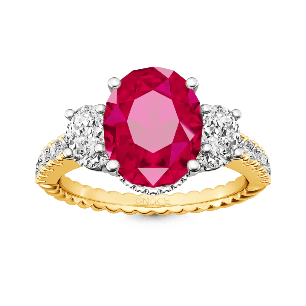 Gnoce Oval Three-stone Birthstone Ring - Image 4