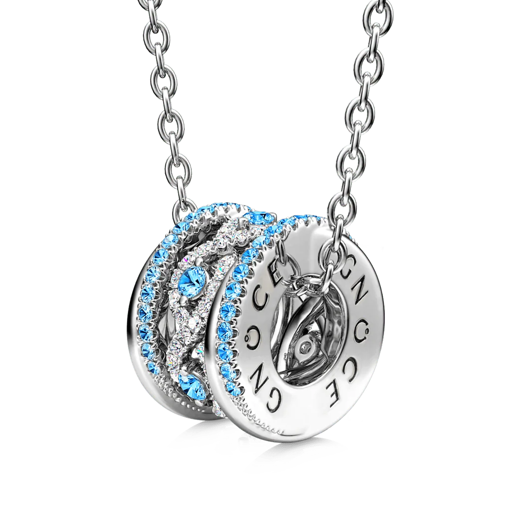 Gnoce Paved Intertwined Drum Necklace Platinum-plated Silver Blend